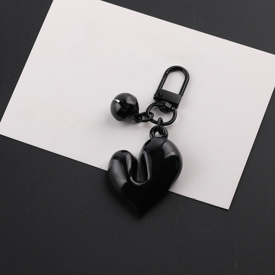 3D Glossy Heart Bell Keychain Charm DIY Bag Pendant - additional product photo 1