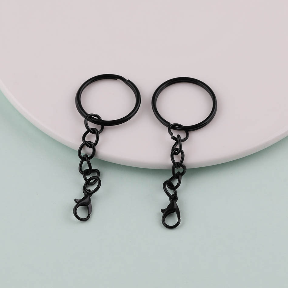 2pcs Colorful Split Ring Chain Lobster Clasp Keychain - additional product photo 1