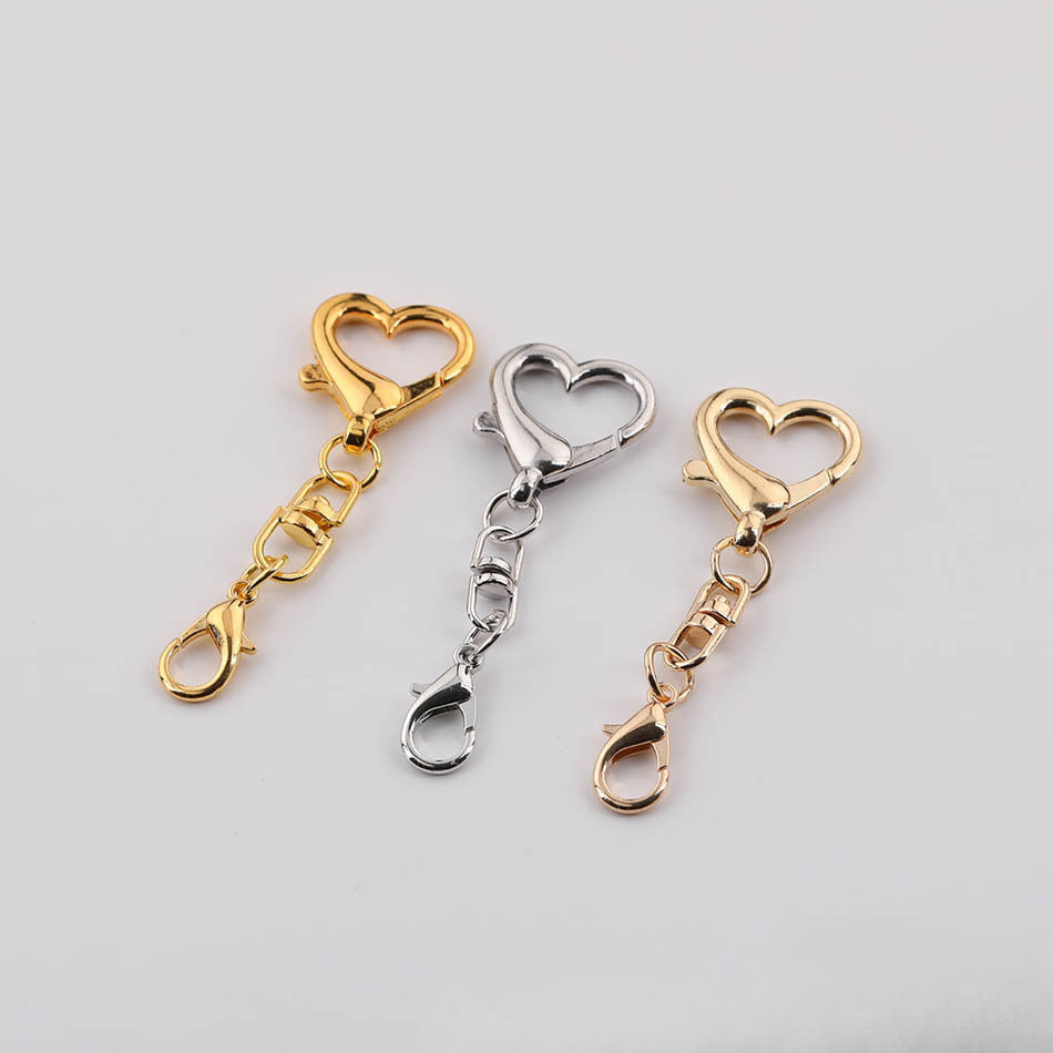 3pcs Heart Lobster Clasp Double End Keychain Link DIY - additional product photo 2