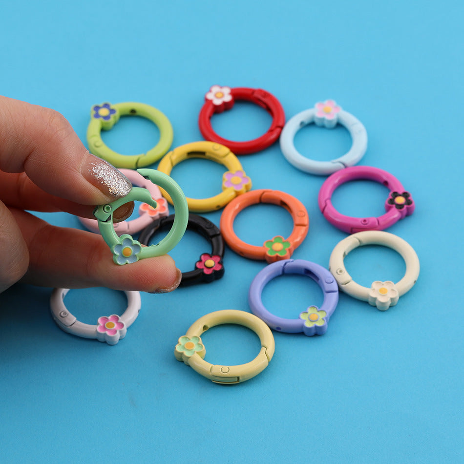 13pcs Colorful Flower Spring Ring Clasp DIY Accessory Finding - additional product photo 4