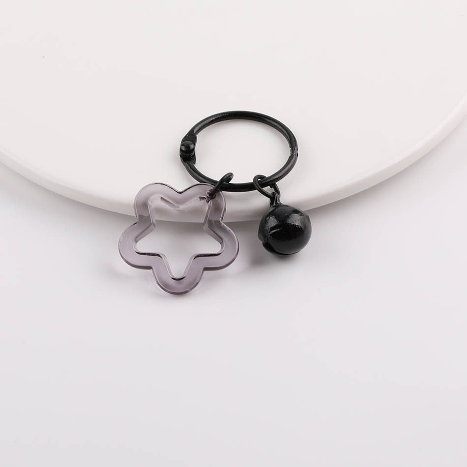 Transparent Star Flower Ring Bell Keychain Colorful Charm - additional product photo 1