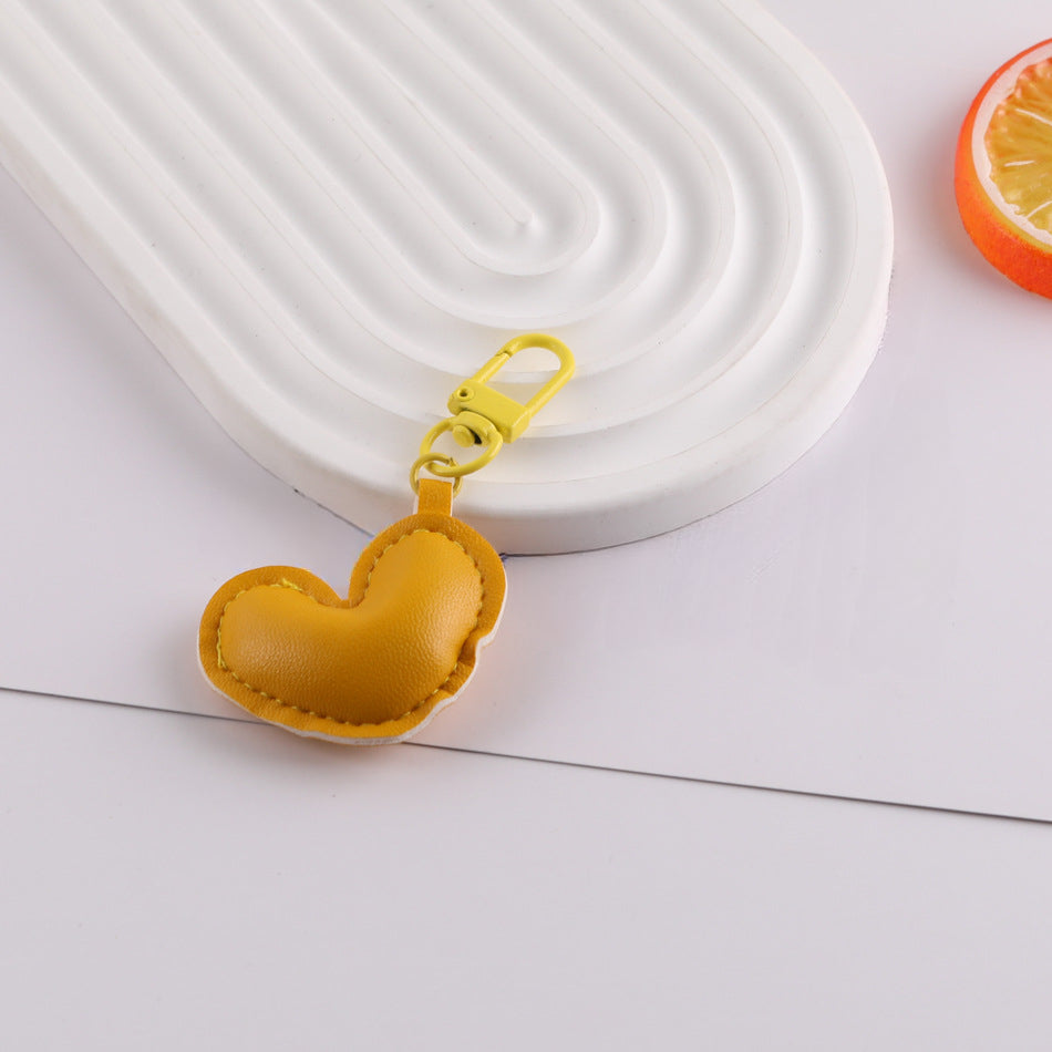 PU Leather Puffy Heart Keychain Charm Bag Pendant - additional product photo 1