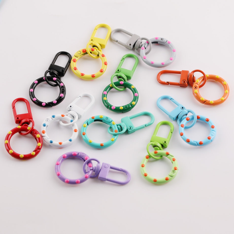 8pcs Colorful Dotted Ring Swivel Lobster Clasp Keychain - additional product photo 4