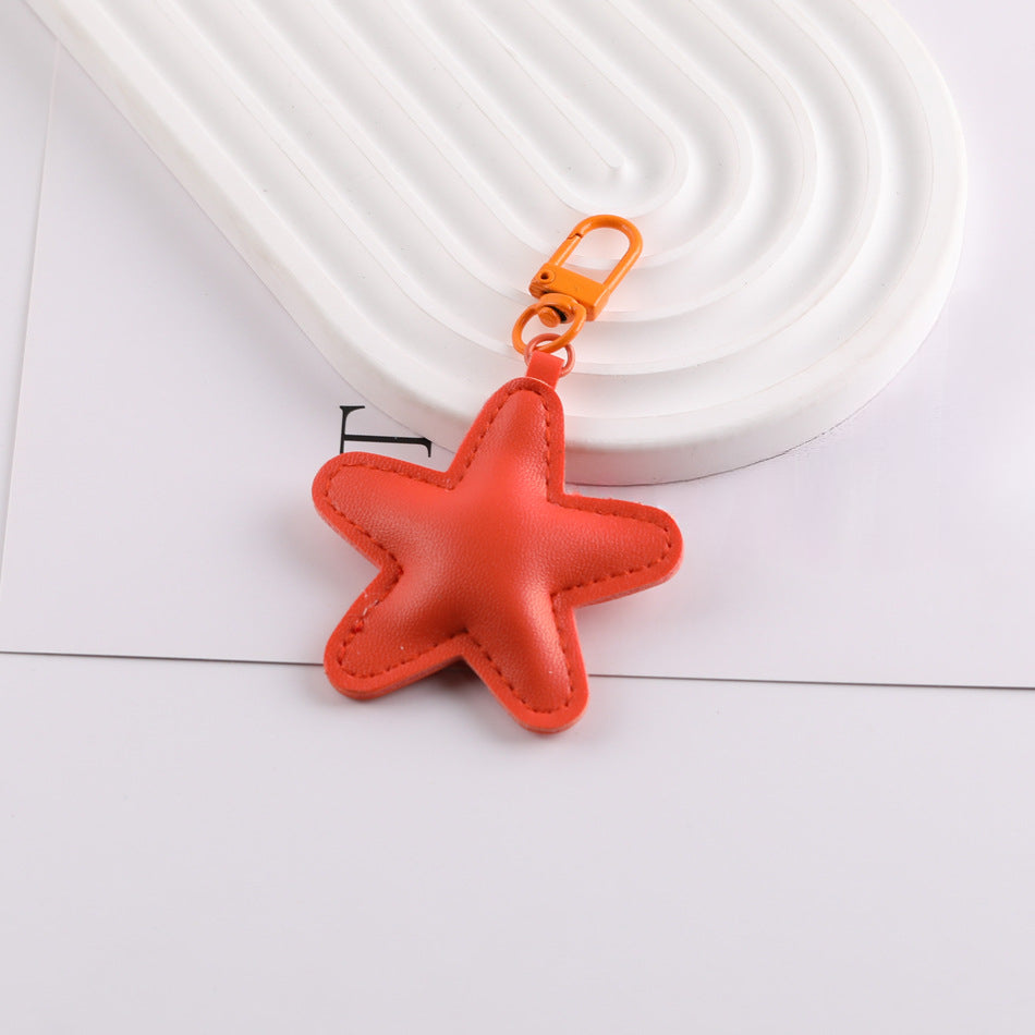 PU Leather Star Shape Keychain Charm Bag Pendant - additional product photo 1