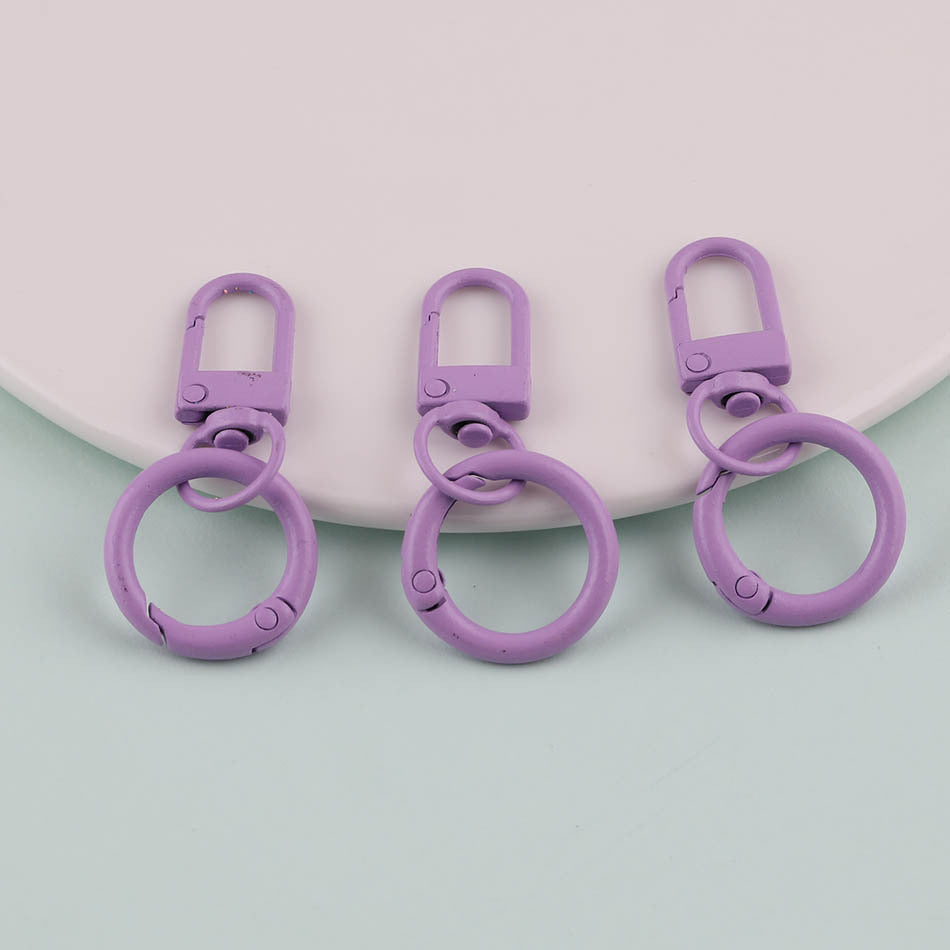 3pcs Colorful Metal Swivel Snap Hook Spring Ring Keychain - Sky Blue
