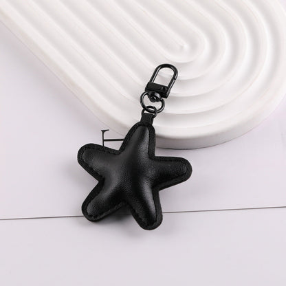 PU Leather Star Shape Keychain Charm Bag Pendant - Sky Blue