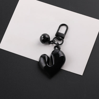 3D Glossy Heart Bell Keychain Charm DIY Bag Pendant - additional product photo 1