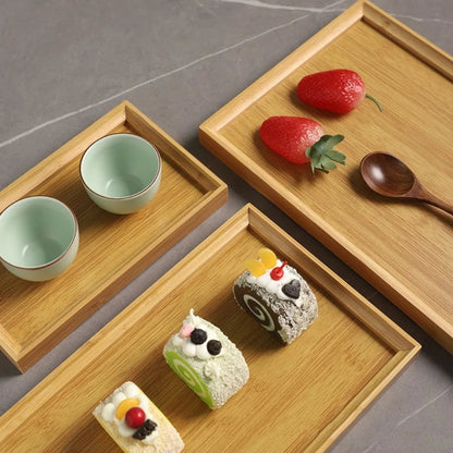 Rectangular Bamboo Tray Wooden Household Fruit and Snack Plate
