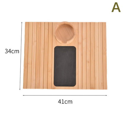 Removable Natural Bamboo Foldable Anti-Slip Sofa Armrest Cup Holder