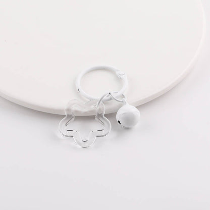 Transparent Star Flower Ring Bell Keychain Colorful Charm - black