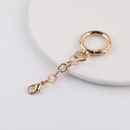 Metal Spring Ring Keychain Base with Lobster Clasp Chain - Gold