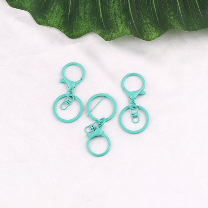 3pcs Colorful Metal Lobster Clasp Split Ring Keychain - White