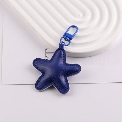PU Leather Star Shape Keychain Charm Bag Pendant - royal blue