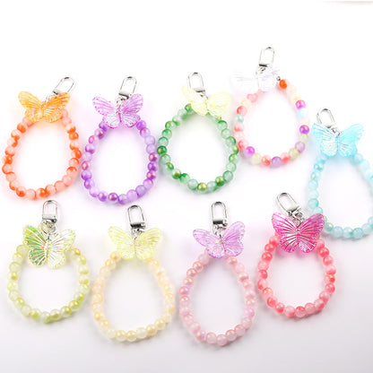 Butterfly Bead Loop Keychain Wristlet Charm DIY - Colorful
