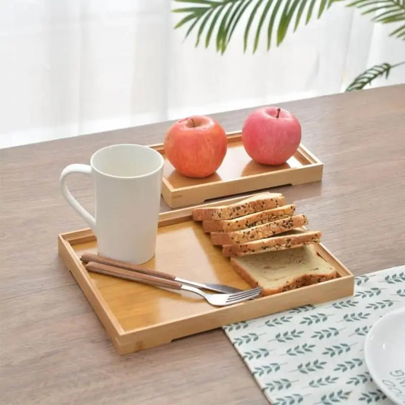 Rectangular Bamboo Tray Wooden Household Fruit and Snack Plate