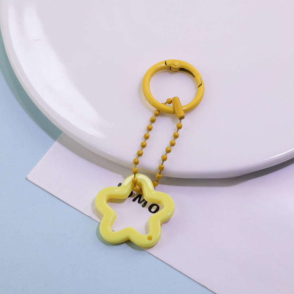 Acrylic Star Flower Ring Bead Chain Keychain DIY - Green
