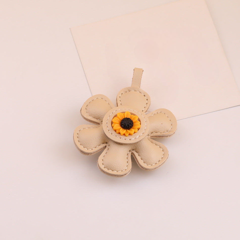 Leather Sunflower Daisy Flower Pendant Charm DIY - additional product photo 2