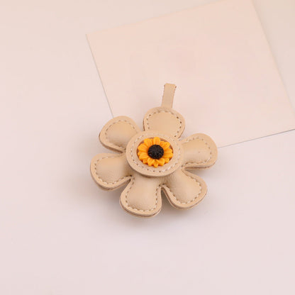 Leather Sunflower Daisy Flower Pendant Charm DIY - additional product photo 2