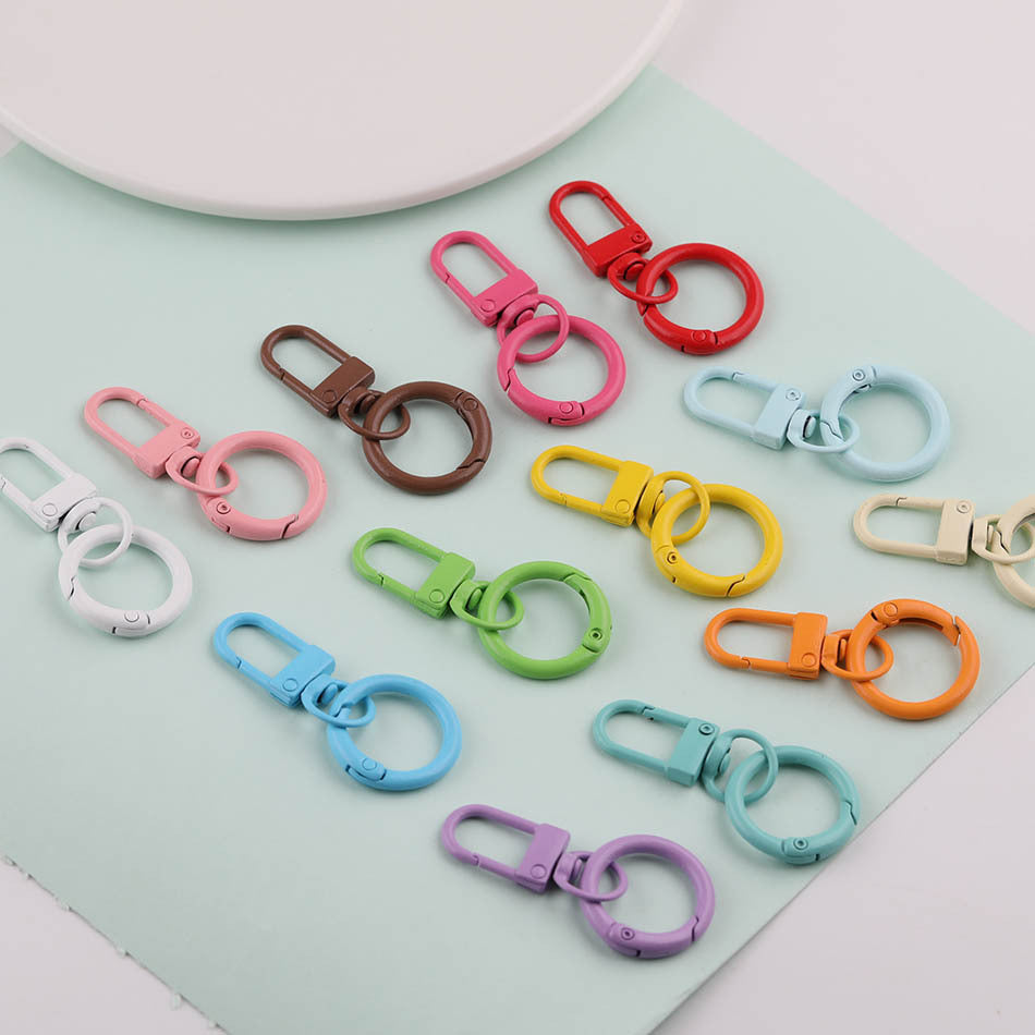 3pcs Colorful Metal Swivel Snap Hook Spring Ring Keychain - Red