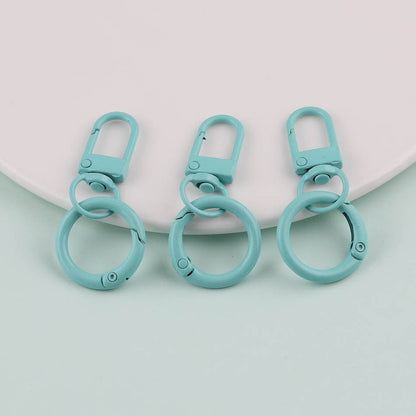 3pcs Colorful Metal Swivel Snap Hook Spring Ring Keychain - White