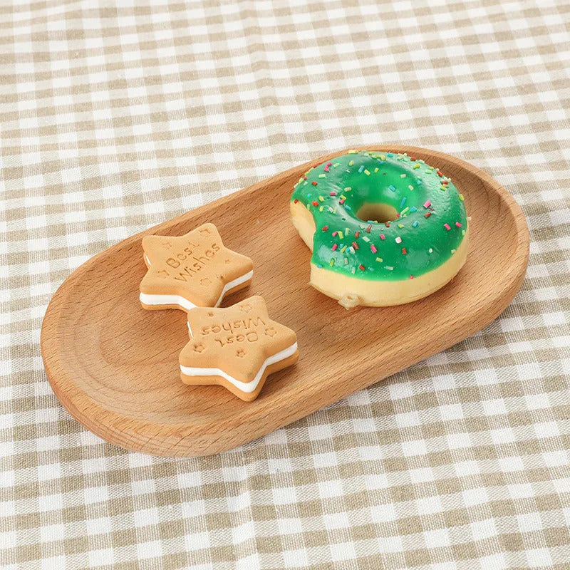 Solid Wood Dinner Plate Tray for Cake Bread Coffee and Tea