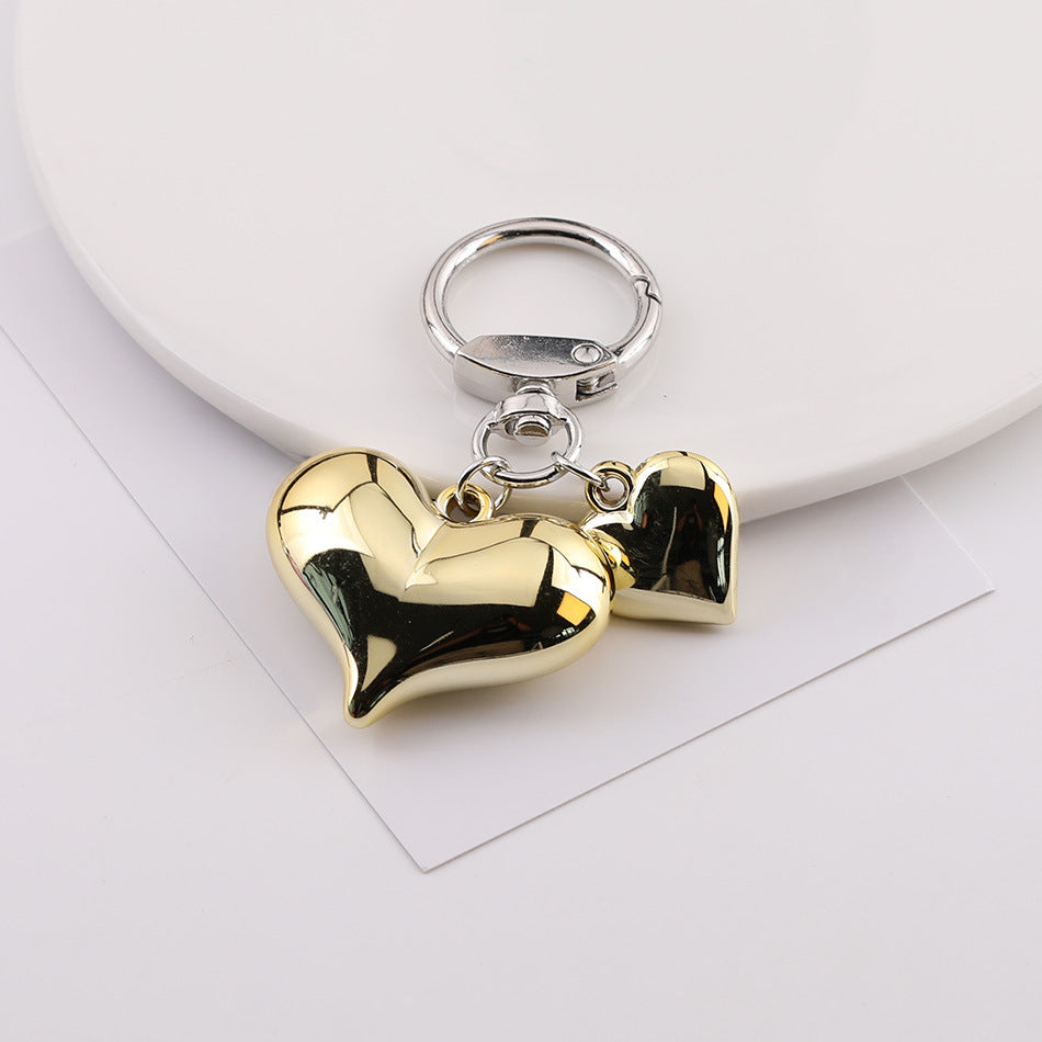 Cute Heart Charm Keychain Bag Pendant Accessory - White