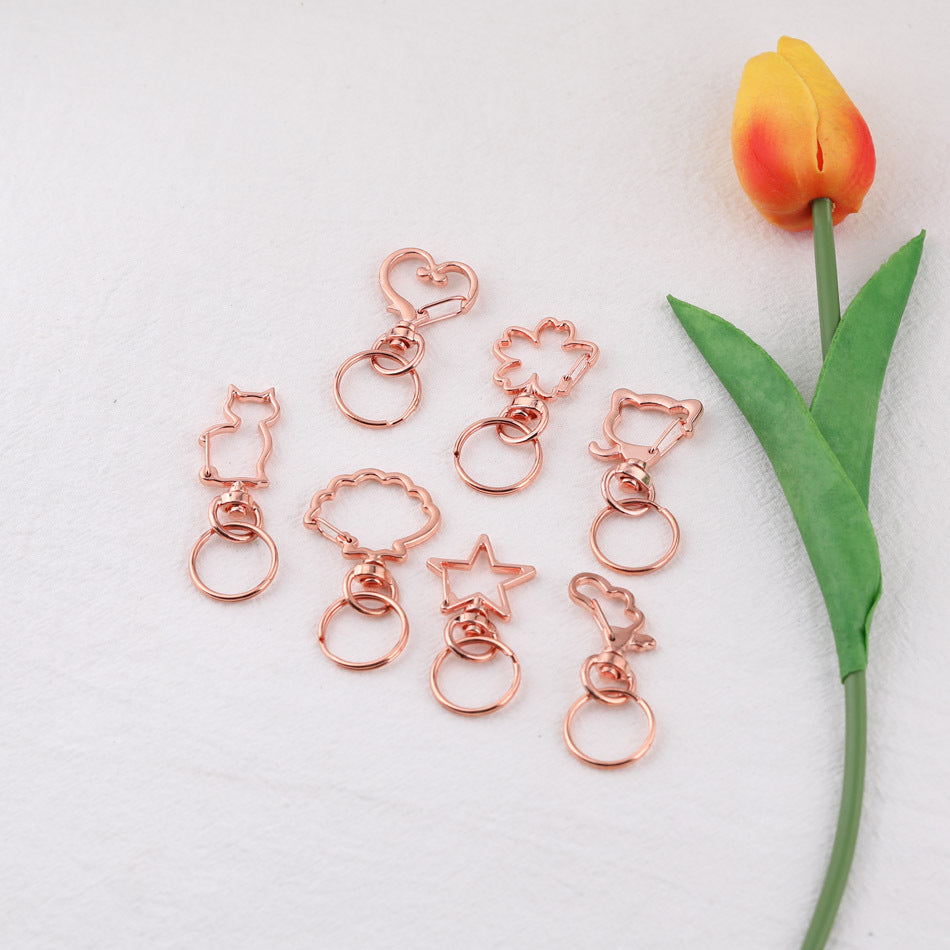 Rose Gold Cartoon Shape Swivel Hook Keychain - Cherry Blossom
