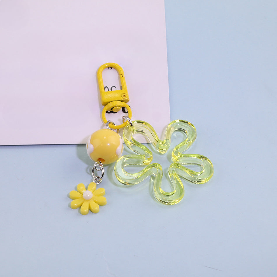 Acrylic Flower Daisy Bead Charm Keychain DIY Jewelry - Green