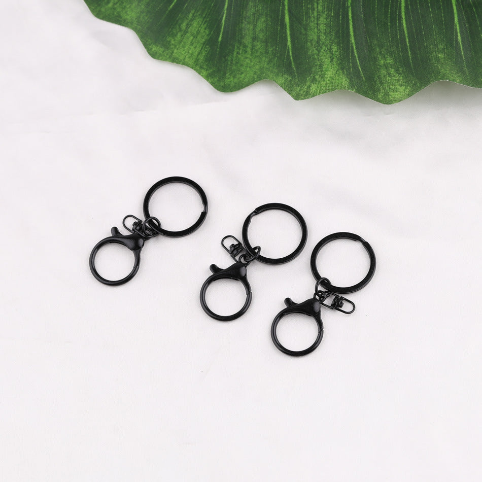 3pcs Colorful Metal Lobster Clasp Split Ring Keychain - Red