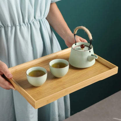 Rectangular Bamboo Tray Wooden Household Fruit and Snack Plate
