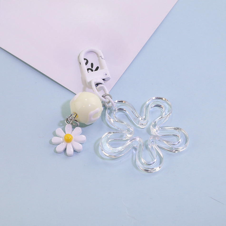 Acrylic Flower Daisy Bead Charm Keychain DIY Jewelry - Pink