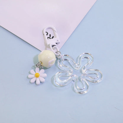 Acrylic Flower Daisy Bead Charm Keychain DIY Jewelry - Pink