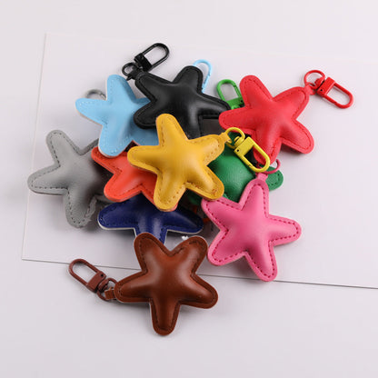 PU Leather Star Shape Keychain Charm Bag Pendant - Yellow