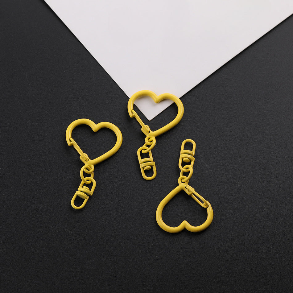 3pcs Colorful Heart Shape Keychain Hook DIY Finding - Green
