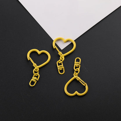 3pcs Colorful Heart Shape Keychain Hook DIY Finding - Green