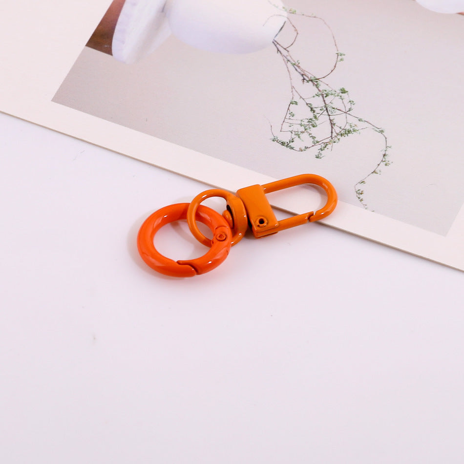Colorful Metal Swivel Snap Hook Keychain DIY Finding - White
