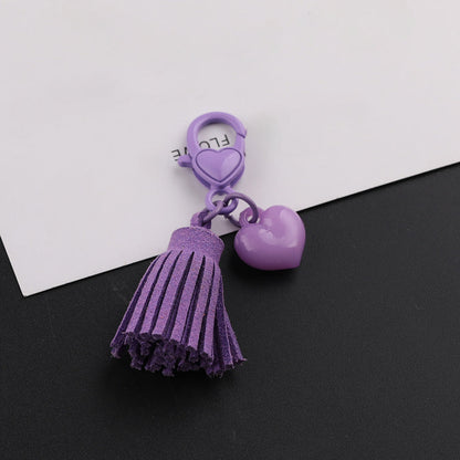 Cute Heart Tassel Keychain Charm DIY Bag Accessory - blue
