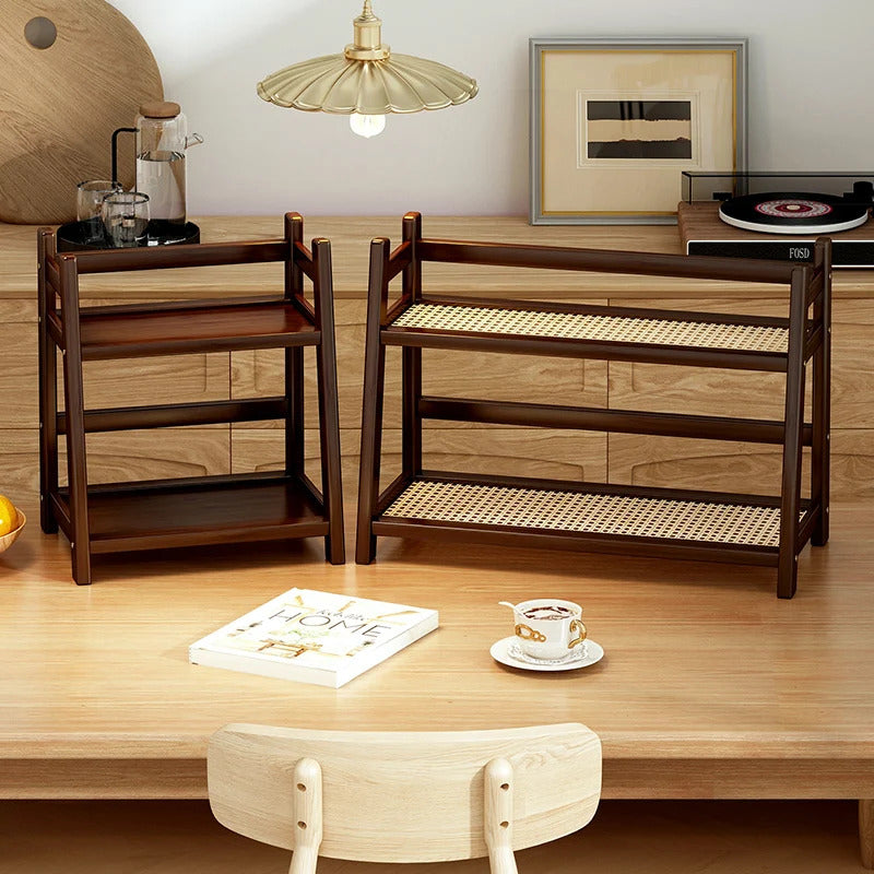 2 Layer Bamboo Spice Caddy Shelf Kitchen Storage Rack