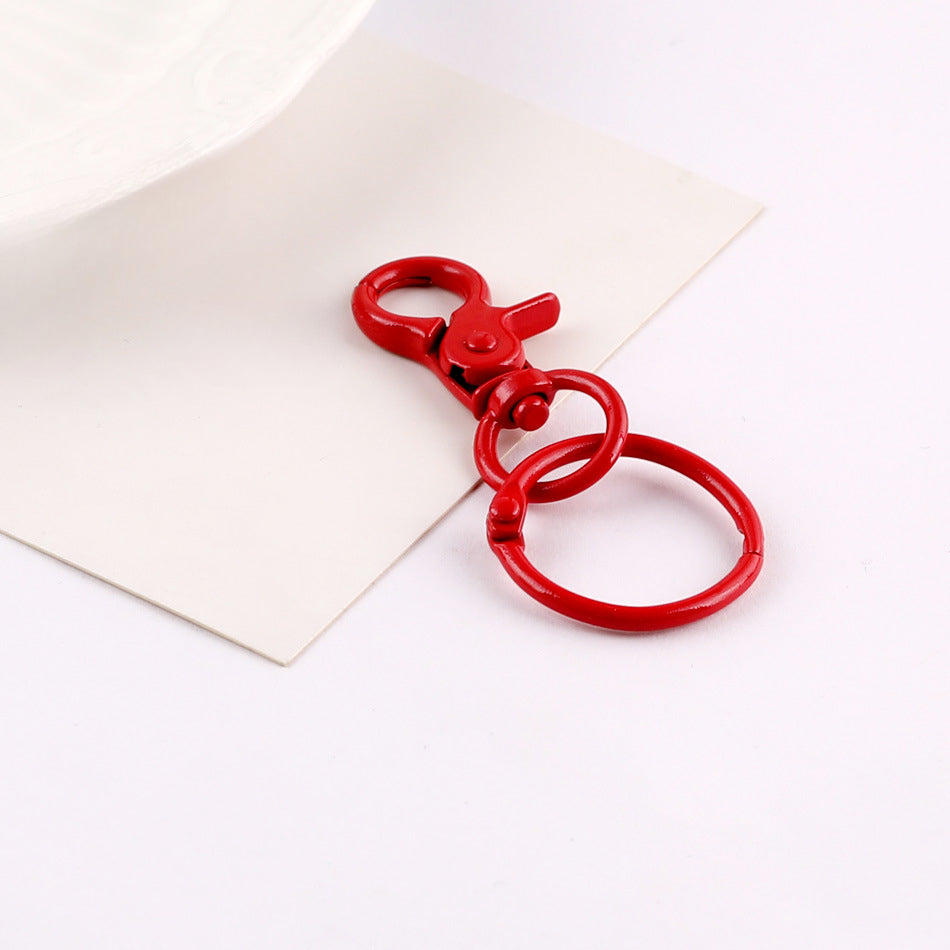 Colorful Metal Swivel Lobster Clasp with Split Ring - White