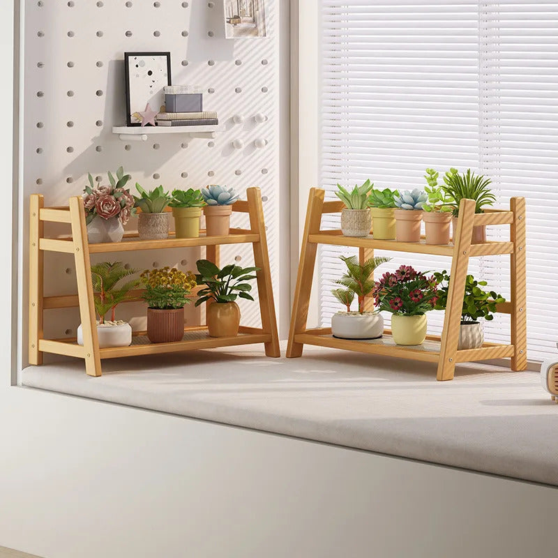 2 Layer Bamboo Spice Caddy Shelf Kitchen Storage Rack