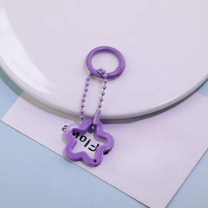 Acrylic Star Flower Ring Bead Chain Keychain DIY - Orange