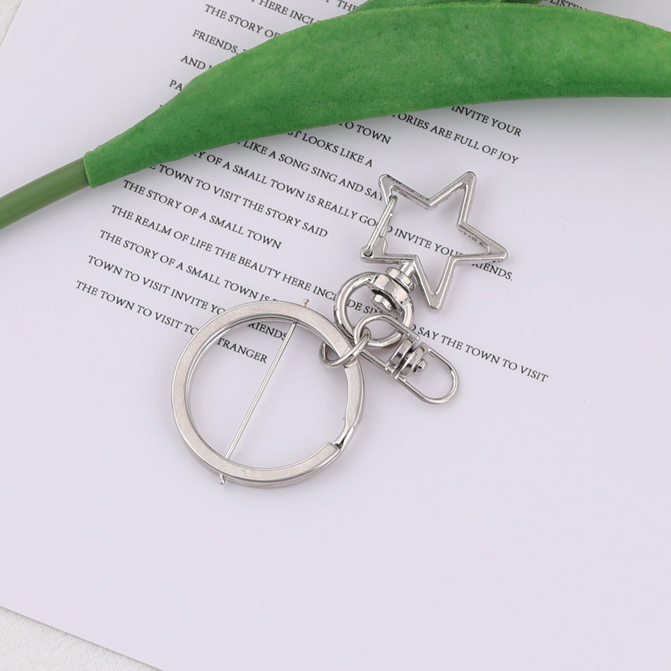 Metal Star Shape Swivel Hook Keychain Ring DIY Accessory - D