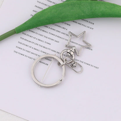 Metal Star Shape Swivel Hook Keychain Ring DIY Accessory - D