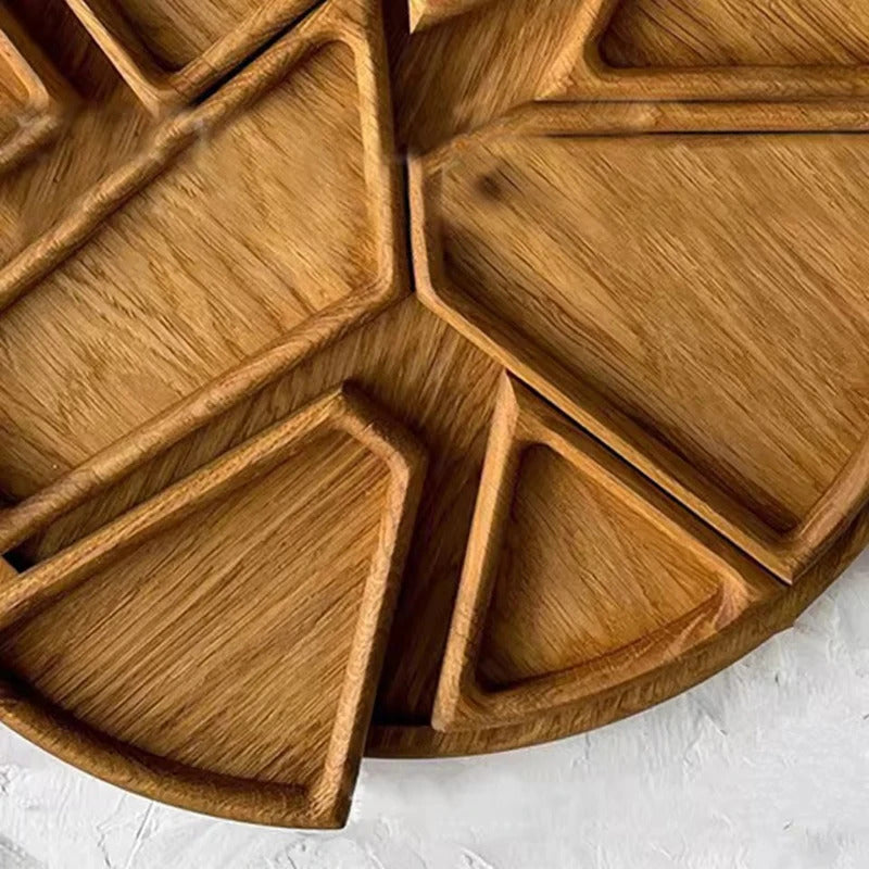 Divided Wood Serving Tray for Snacks and Desserts