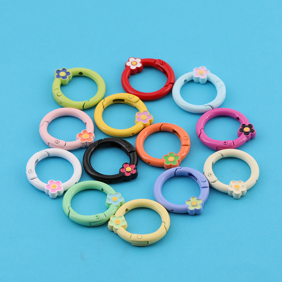 13pcs Colorful Flower Spring Ring Clasp DIY Accessory Finding - additional product photo 3
