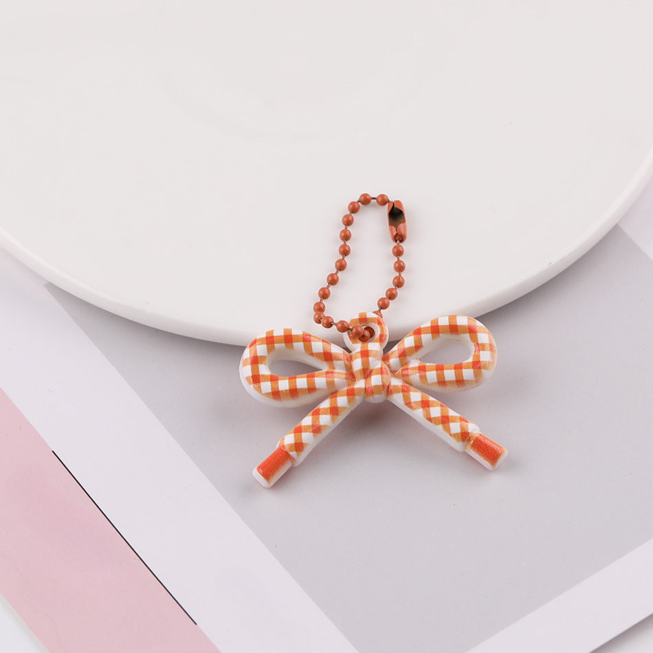Cute Patterned Bow Charm Pendant Ball Chain Keychain - additional product photo 1