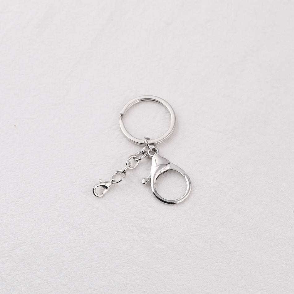 Classic Metal Split Ring Keychain with Lobster Clasp and Chain - additional product photo 1