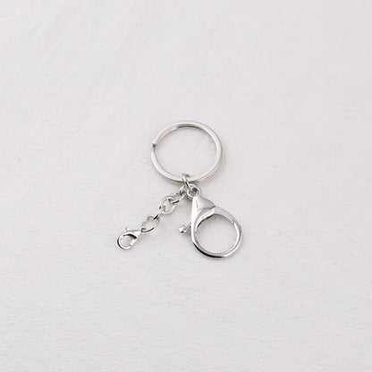 Classic Metal Split Ring Keychain with Lobster Clasp and Chain - additional product photo 1