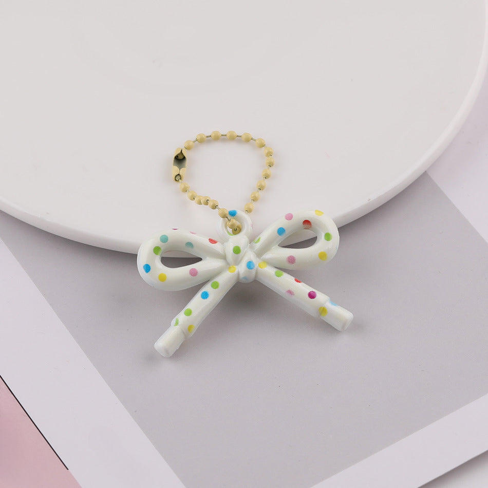 Cute Patterned Bow Charm Pendant Ball Chain Keychain - additional product photo 5