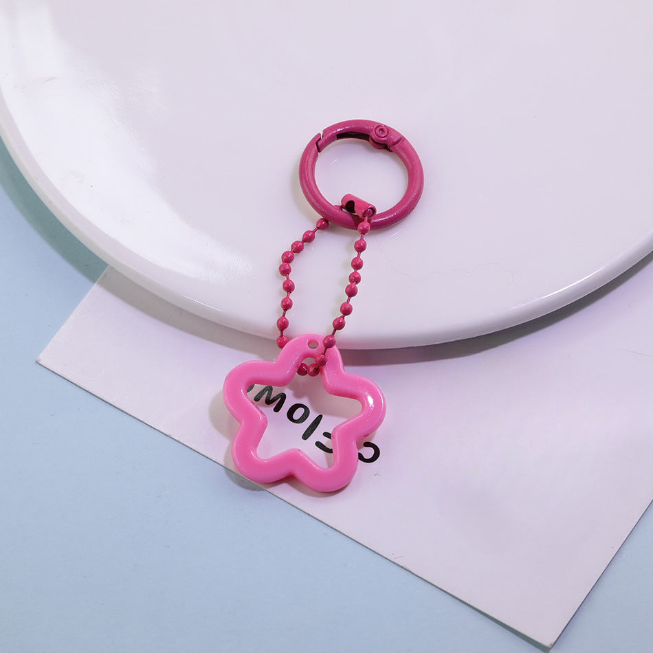 Acrylic Star Flower Ring Bead Chain Keychain DIY - White